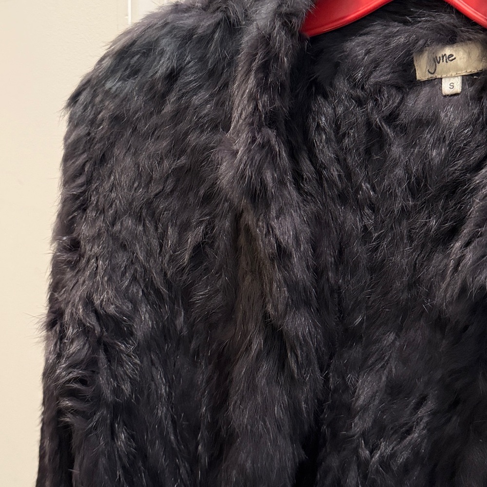 June Black Rabbit Fur Cropped Jacket - Picture 5 of 8